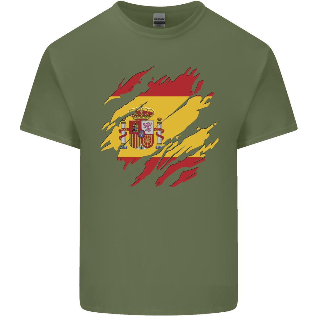 Torn Spain Flag Spanish Day Football Unisexs Light Cotton TShirt