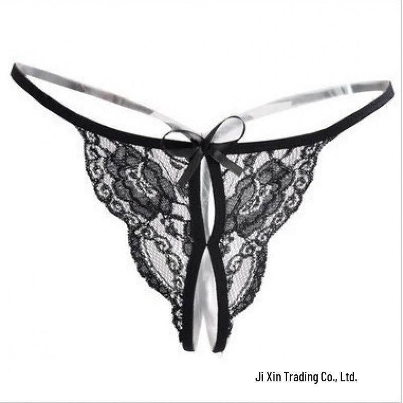 Women's Sexy Sheer Lace Three-Piece Crotchless Lingerie Set