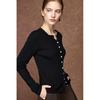 Wudao Cashmere Blend Knit Round Neck Cardigan