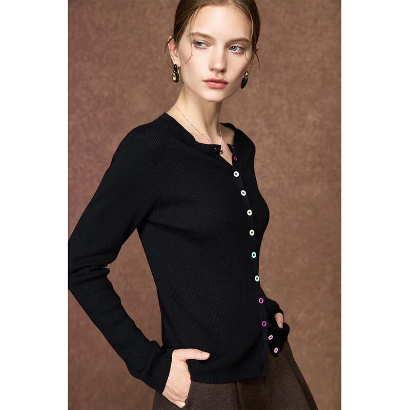 Wudao Cashmere Blend Knit Round Neck Cardigan