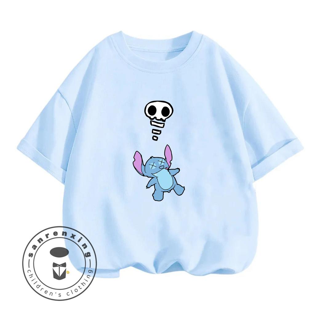 Stitch Alien Smiley Vzor 2026 Tričko Dívky Léto Horký Výprodej Ležérní Horní Díl Nový Dětský Klučičí Styl