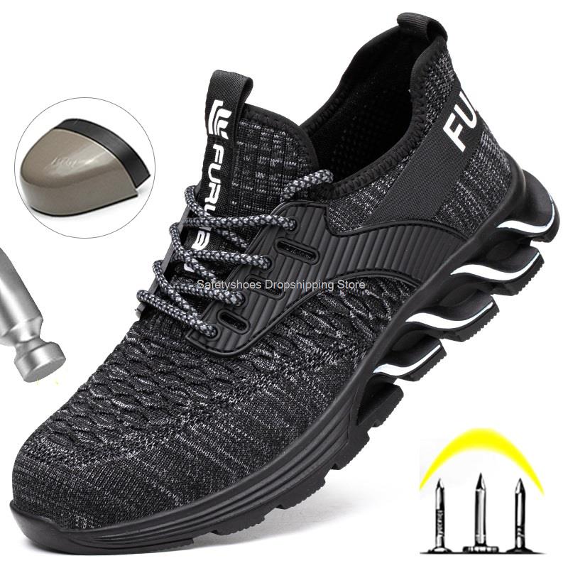 Fashion Safety Shoes Men Contruction Steel Toe Work Safety Boots Man Outdoor Indestructible Work Sneaker Men's Work Shoes 36-47