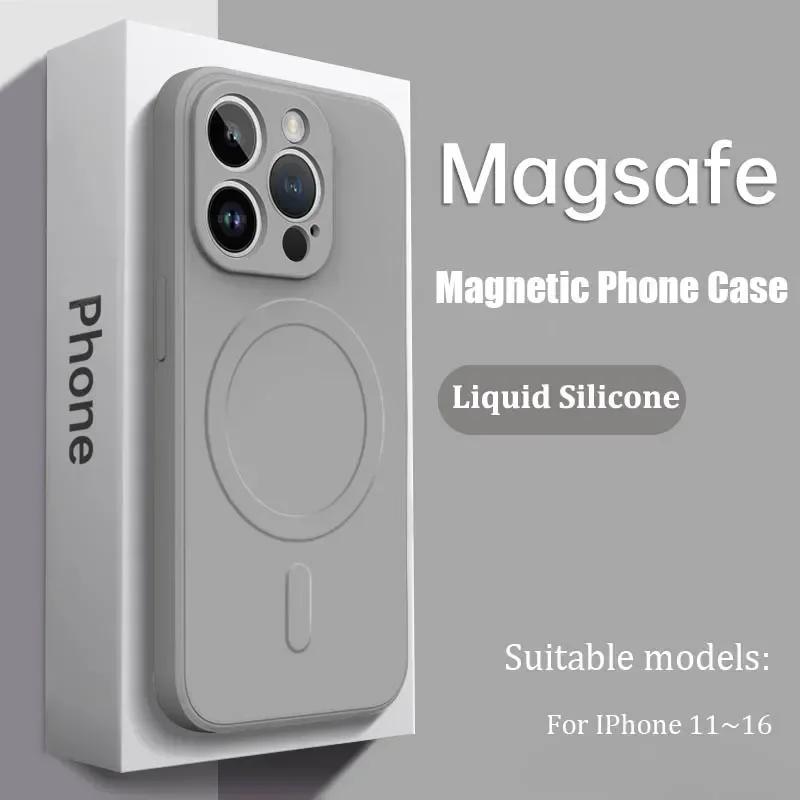 Luksusowe etui z płynnego silikonu Soft Case z MagSafe na iPhone 16 15 14 13 12 17 Pro Max Plus Magnetyczna osłona do ładowania bezprzewodowego