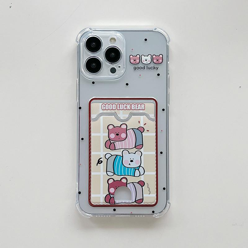 Cute Bear Printed Soft TPU Clear Shockproof Casing Protective Cover Transparent Full Back Case