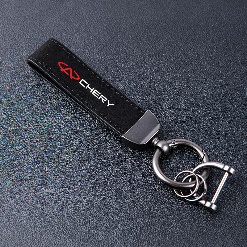 

For Chery TIGGO 2 3 4 5 7 Pro 8 3X A1 QQ Arrizo Accessories Car High-Grade Keyring Leather Suede Keychain чорний