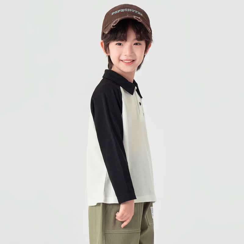 Boys' Little Monster Print Raglan Polo T-Shirt