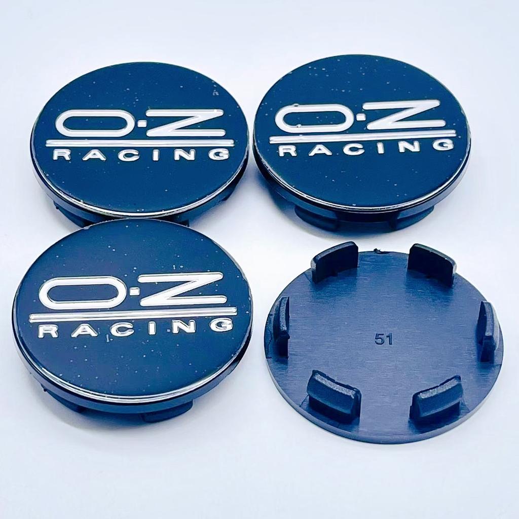 4 SZT. / Zestaw 51 mm OZ Racing O.Z Srebrny / Czarny Nakładka na środek felgi samochodowej Pokrywa Stylingowa Emblemat Odznaka Akcesoria