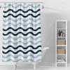 Shower Curtains Blue Two-Color Wavy Pattern Bathroom Curtain Simple Design Dry-Wet Separation Partition Waterproof With Hooks