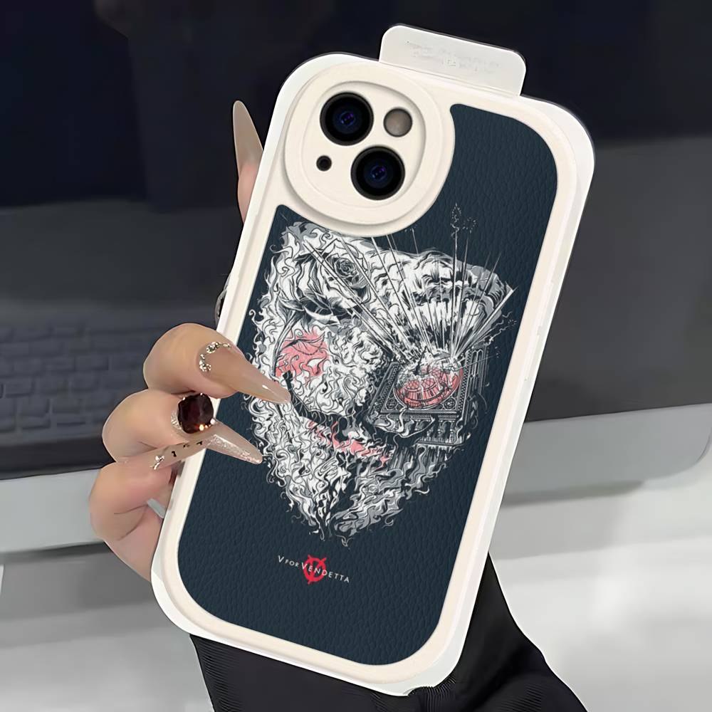 Horror Movie V For V-vendettaS Phone Case For IPhone 16 15 14 13 12 11 Pro Max Plus Leather Soft Cover