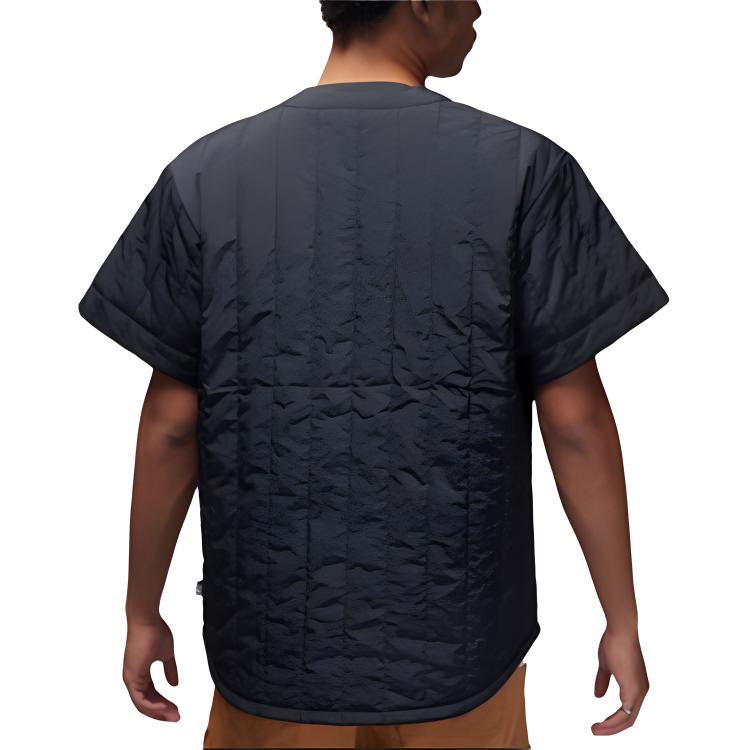 Jordan Gilet Unisexe à Manches Courtes Boutonné Col Rond Couleur Unie Flight Heritage Noir FN4601-045