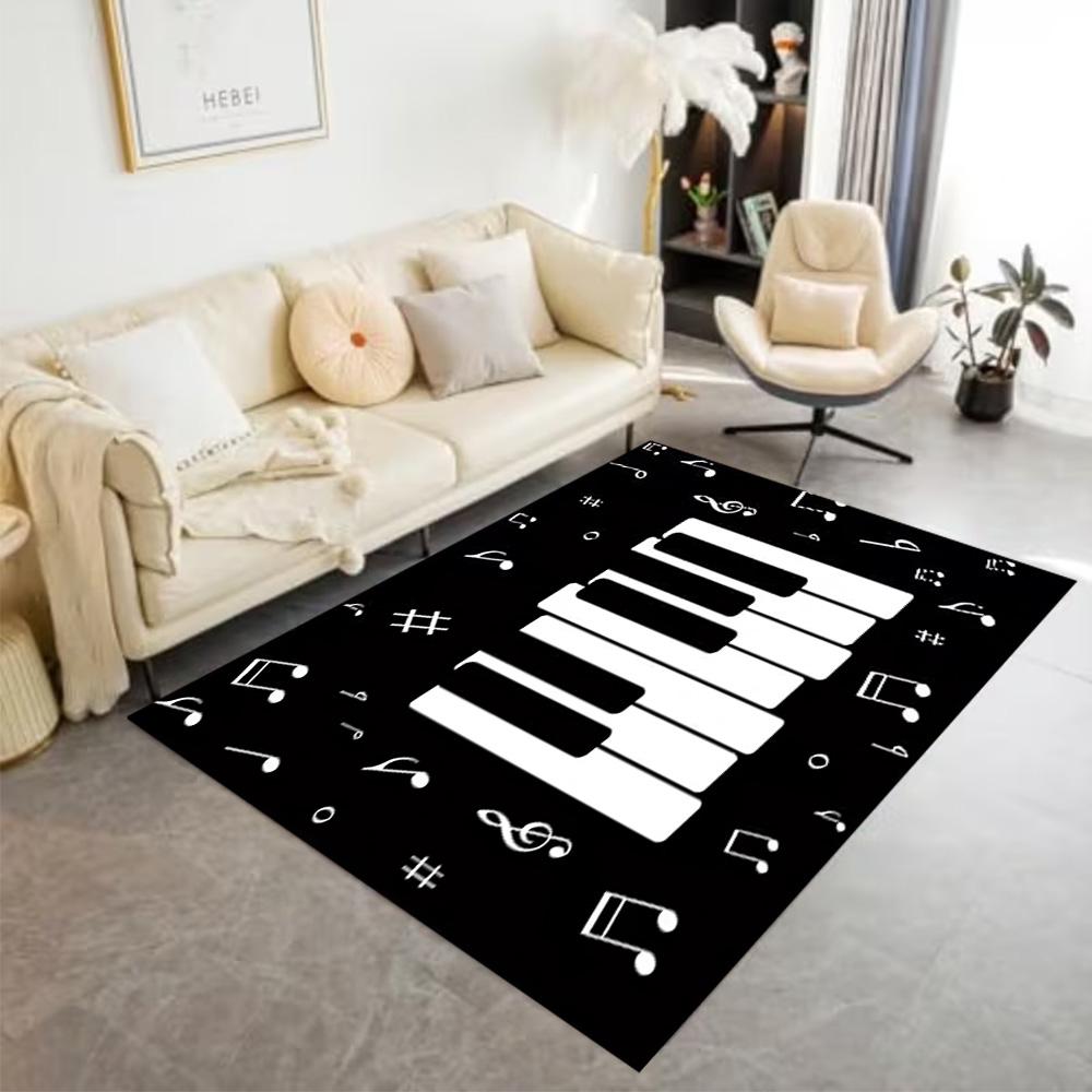 1pc music notes vinyl records and cassettes rug home carpet design for office decor gift living room bedroom