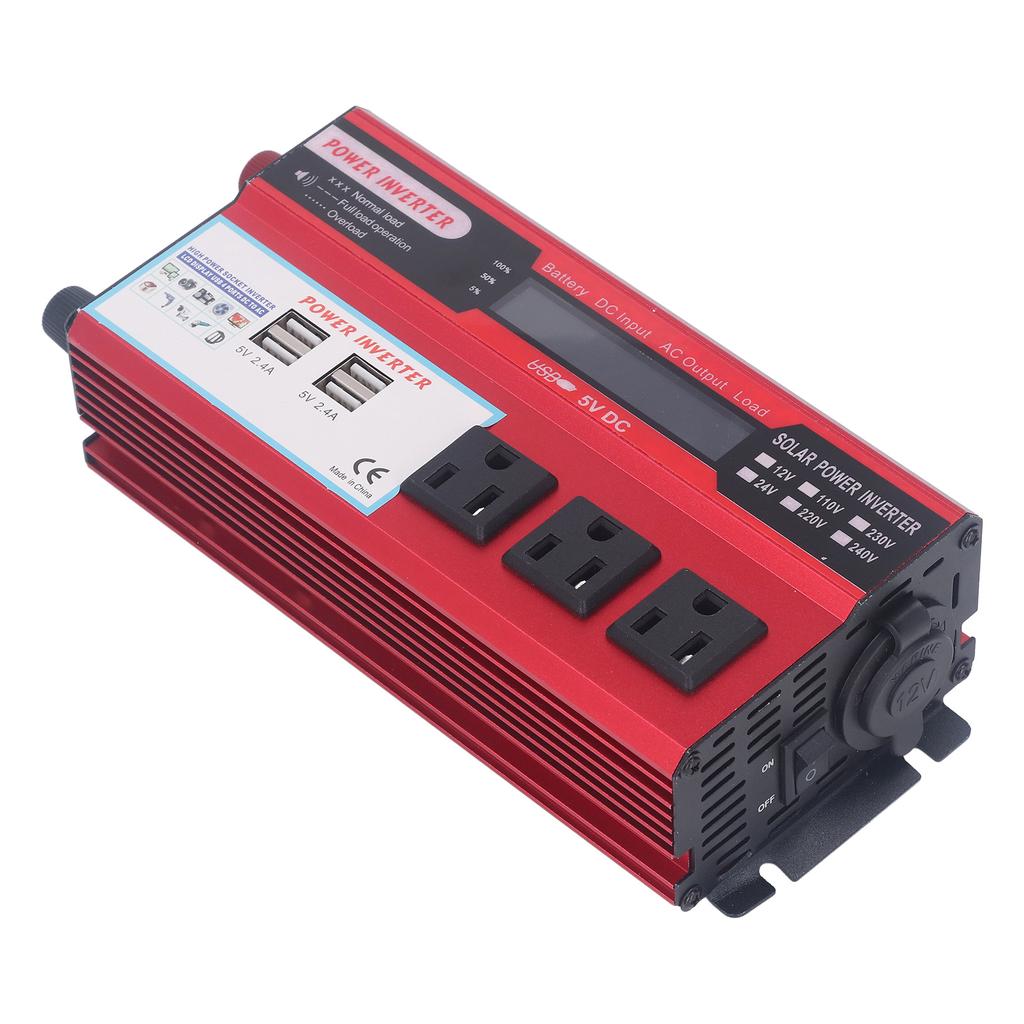 500W Car Inverter with 3   Sockets 4 USB Ports LCD Display Modified Sine Wave Inverter Converter