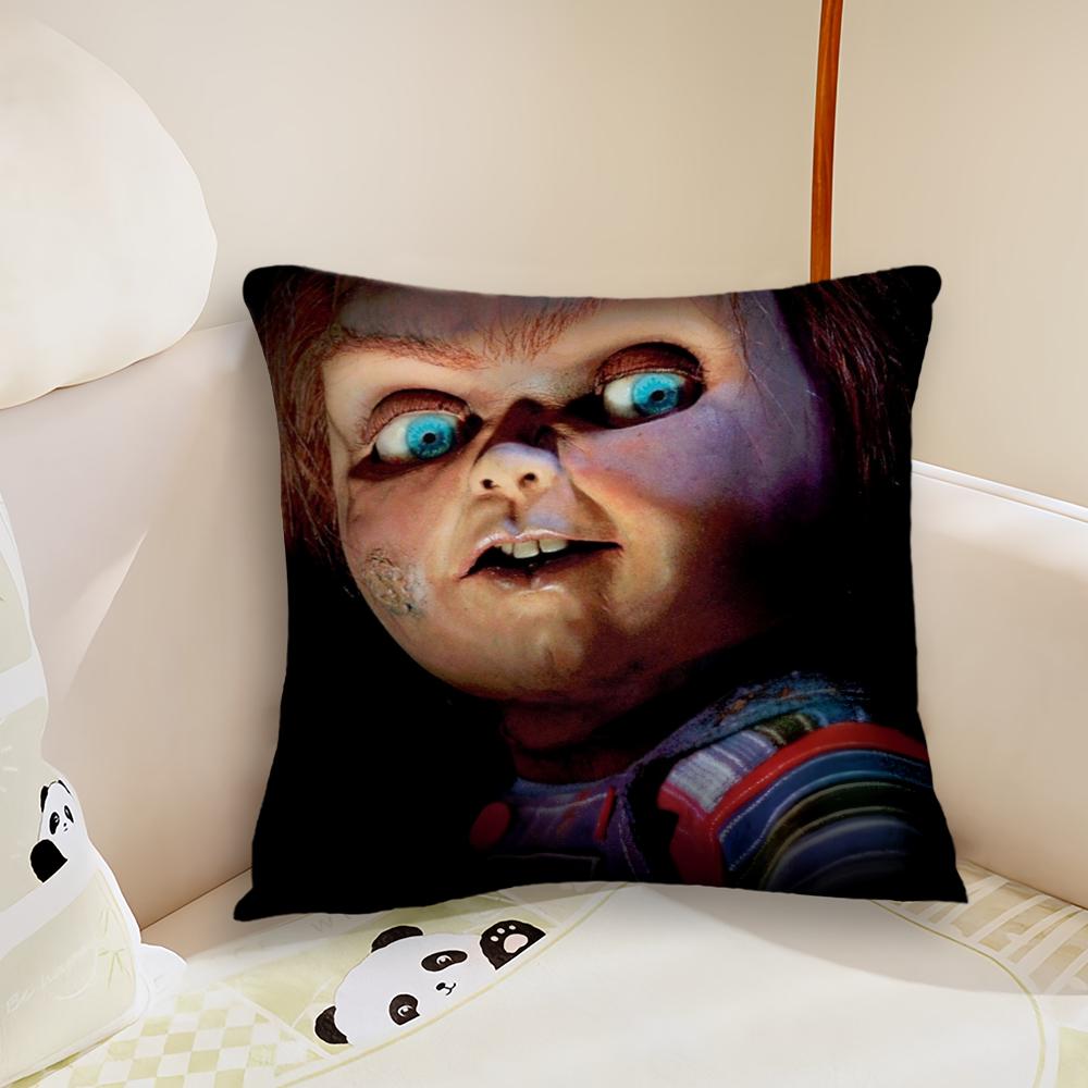 Movie Chucky Childs Play Cushion Cover Pillow Case Plush Fabric Soft Double Sided Print Sofa Cushion Cover Throw Pillow Covers