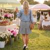 Women's V Neck Plaid Flared Sleeve Loose Fit Pullover Bohemian Vacation Dress Mid Length Casual Summer Dress