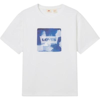 Levis Casual Comfortable Letter Print Ribbed Crew Neck Short Sleeve T-Shirt Men Tops White 002X9-0000