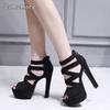 14CM High Heel Women's Shoes Fashion Hollow-out Platform Chunky Heeled Sandals Ladies Sexy Summer Footwear Sandalias De Mujer
