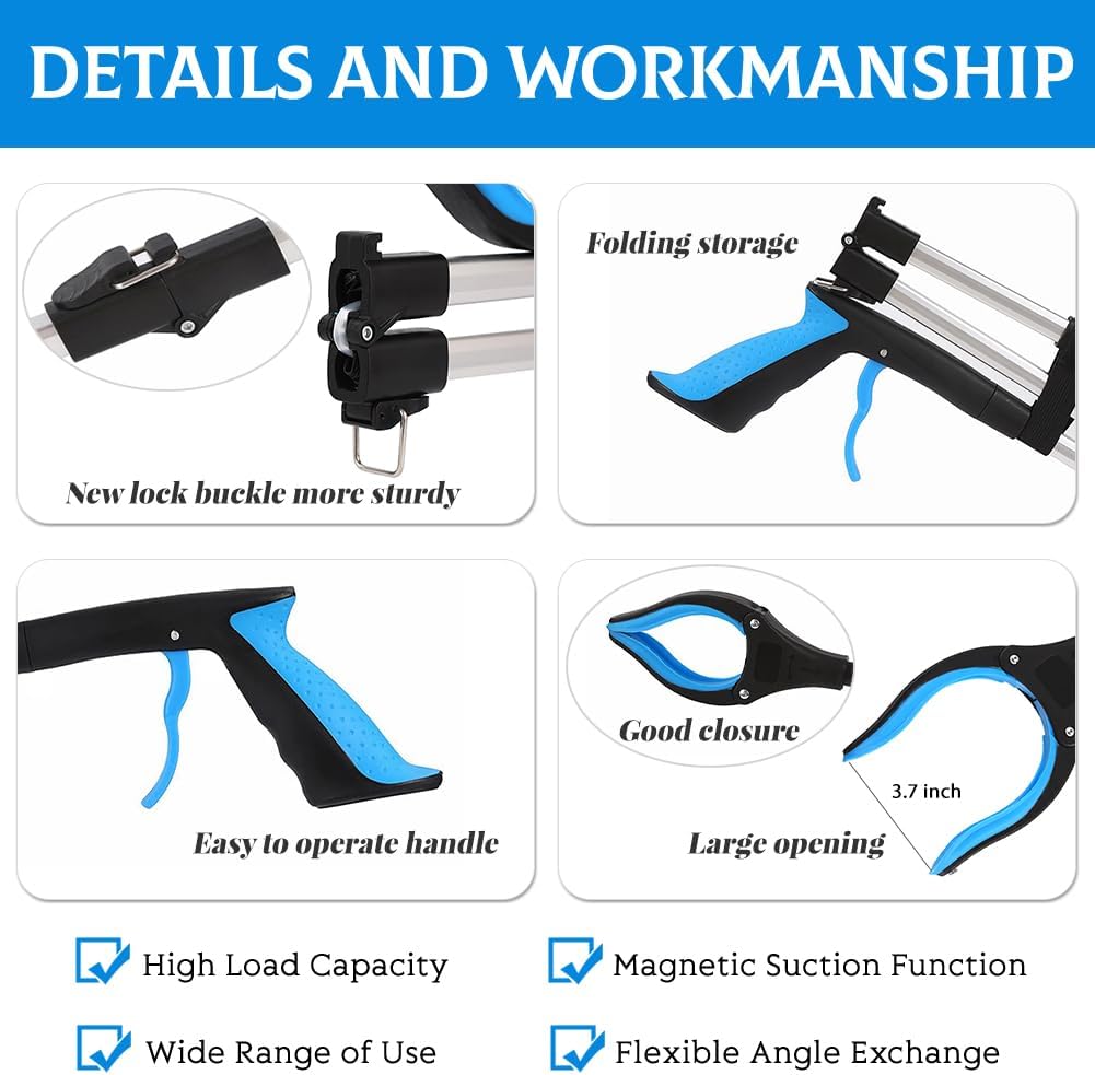 43" Tutucu Uzatıcı Alet, Yaşlılar İçin Ekstra Uzun Tutucular, Mıknatıslı Hafif Pratik Çöp Kapıcı Tutucu, Kol Uzatma