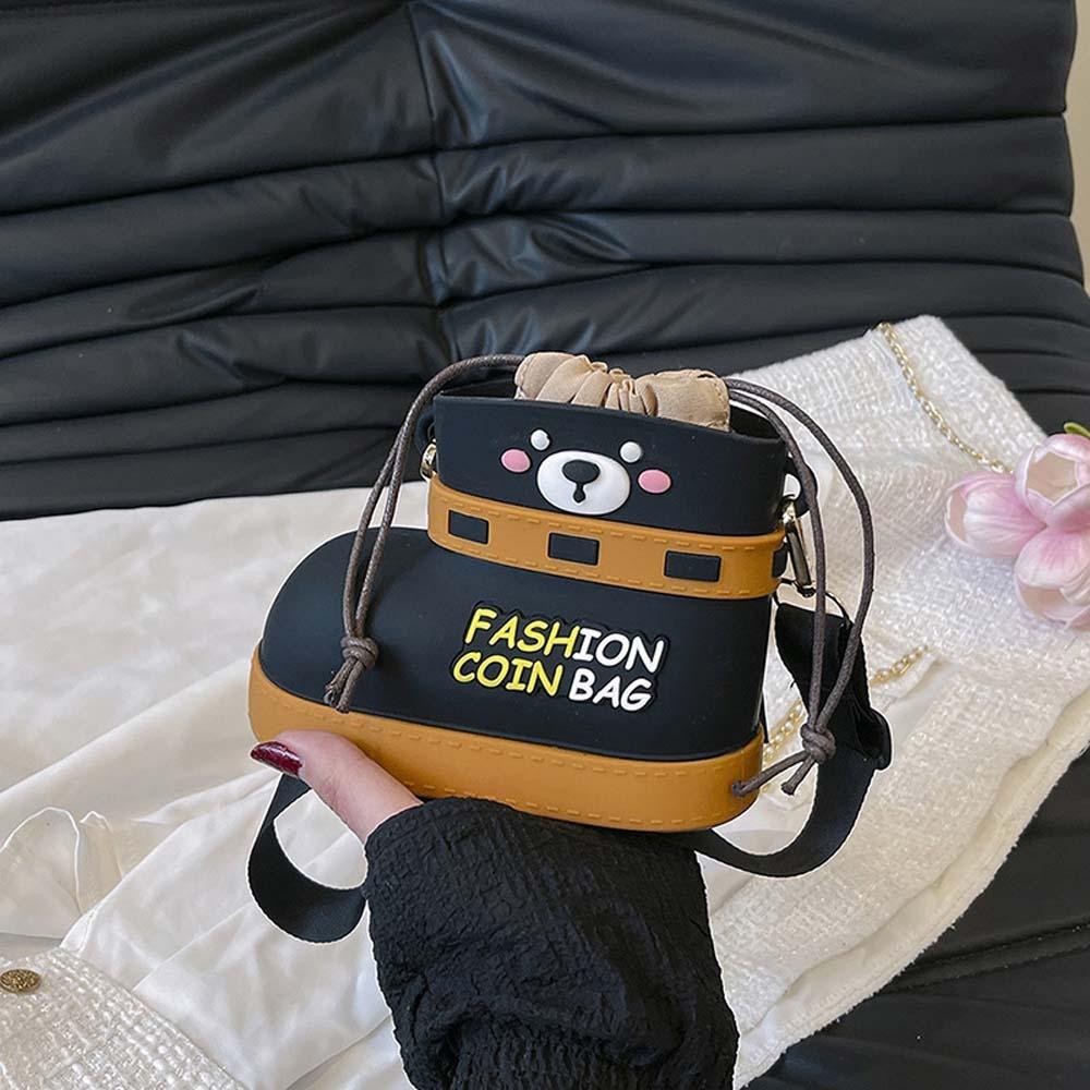 Cute Small Shoes Shape Bag Versatile Waterproof Cartoon Pouch Bear Boots Drawstring Bag Work