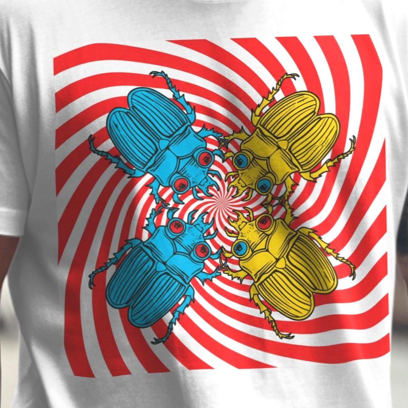 Psychedelic Beetle Shirt | Trippy Bug Graphic Tee | Optical Illusion Design | Retro Swirl Art | Colorful Insect Shirt 3XL