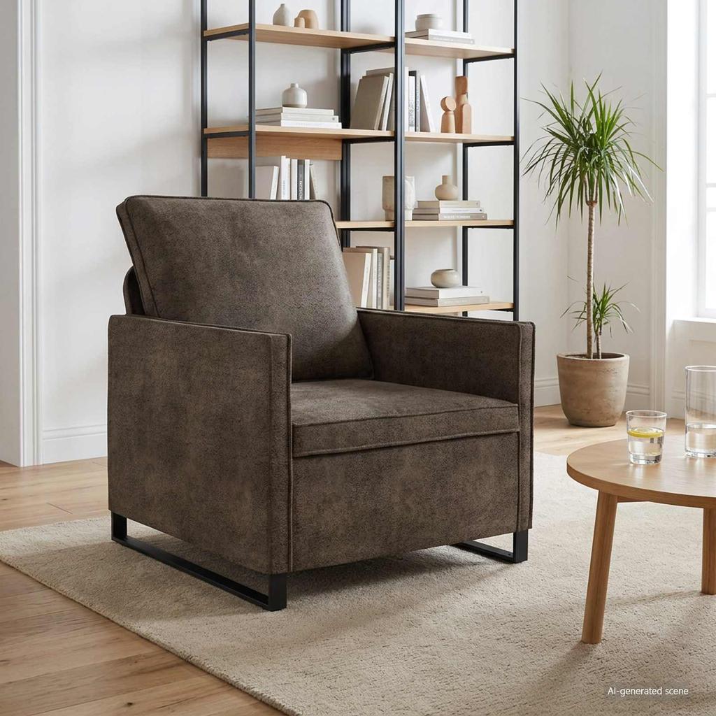 Single Sofa Dark Gray 70 X 81 X 82 Cm Faux Suede