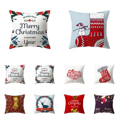 Christmas Decoration Printed Pattern Cushion Cover Home Living Room Sofa Decoration Square Polyester Pillow Pillow Cover
