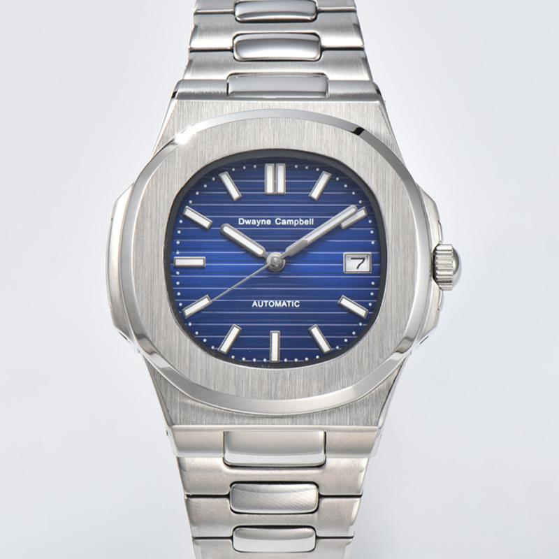 

Новые мужские часы Модные многофункциональные водонепроницаемые механические часы Стальной ремешок Спортивные часы с квадратным циферблатом синий