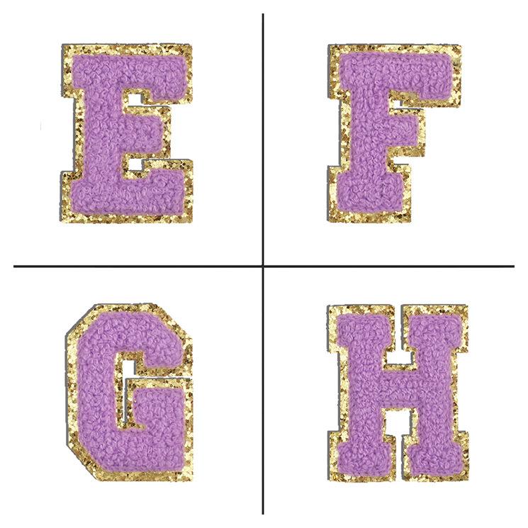 6Cm English Letter Towel Embroidery Patch Sticker Purple Letter Computer Embroidery Label Ironing Embroidery Chapter