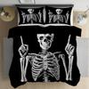 Gothic Style Skull Duvet Cover Set,Skeleton Bedding Set, Microfiber Duvet Cover Set with Zipper Closure for Teens and Adults