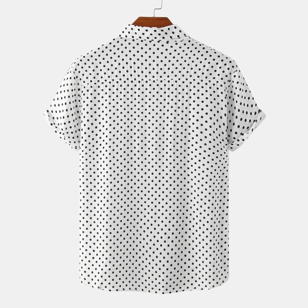 Solid Colored Dots Hawaiian Shirt Men Casual Short Sleeves Summer 3d Printed Button Blouse Tops Street Button Shirts