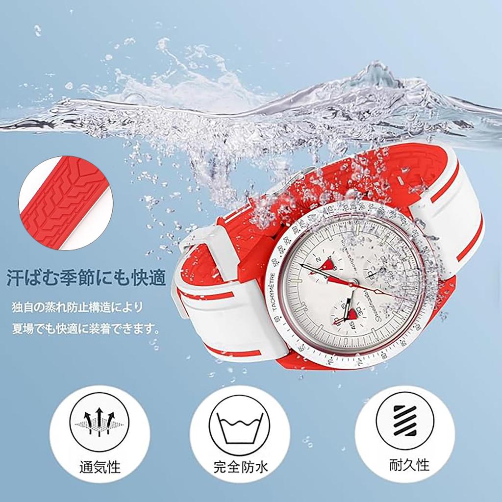 20mm Watch Band for Swatch x OMEGA Speedmaster Silicone Watch Strap for Swatch and Quick Release Replacement Tool and 3 Spring Bars Included [Ylfcly]
