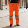 Work Pants Elastic Waist Tear-Resistant Double-Layer Reflective Strips Fabric High-Visibility Safety Pants Heavy-duty Workwear