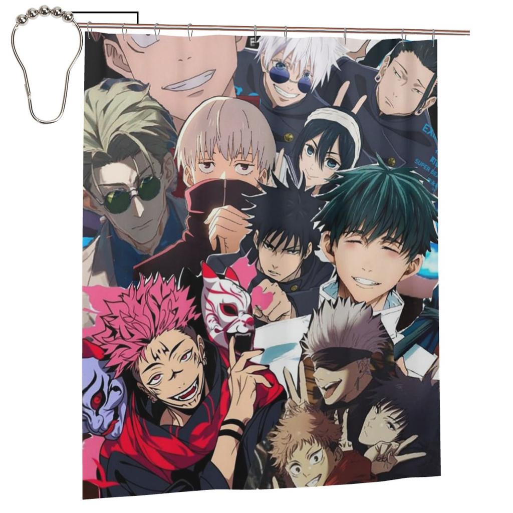 Megumi Besto Friendo Jujutsu Kaisen Sukuna Anime Shower Curtain Bathroom Polyester Waterproof Bath Curtains With Hooks