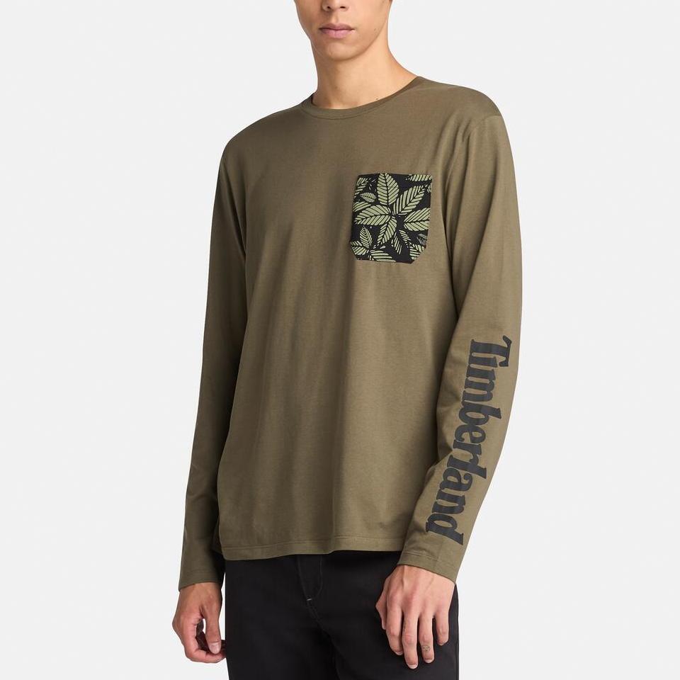 Timberland Long Sleeve Outdoor Casual Breathable T-Shirt Men Tops Army-Green A6B5RA58