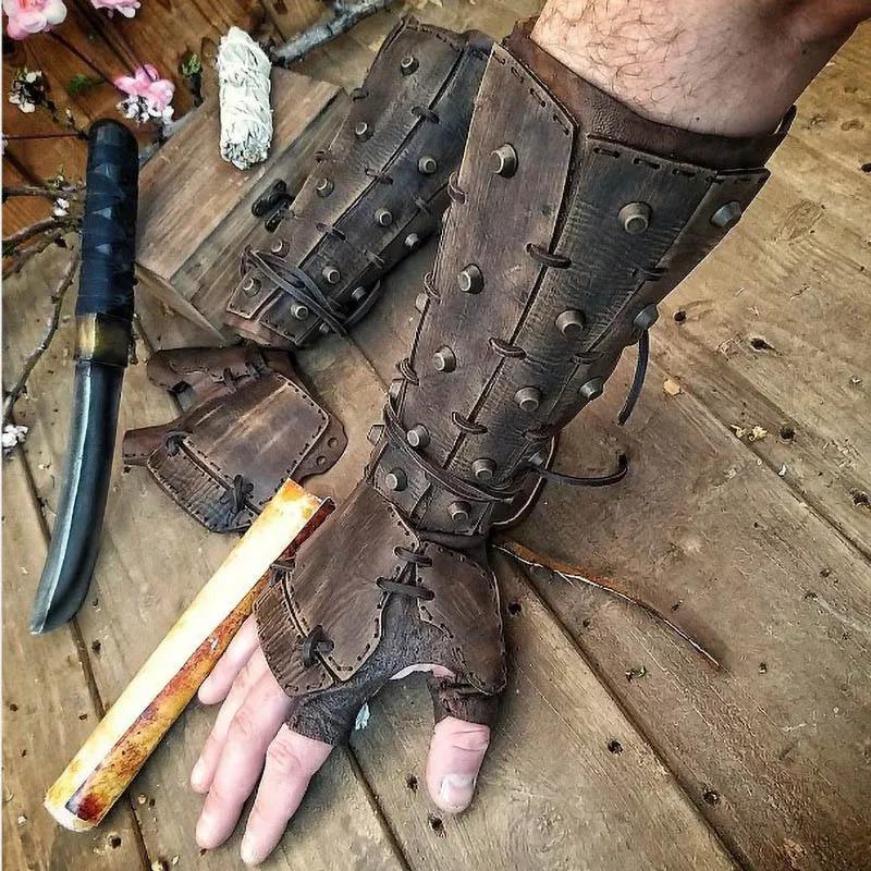 Medieval Knight Bracer COSPLAY Costume Prop темно-коричневого