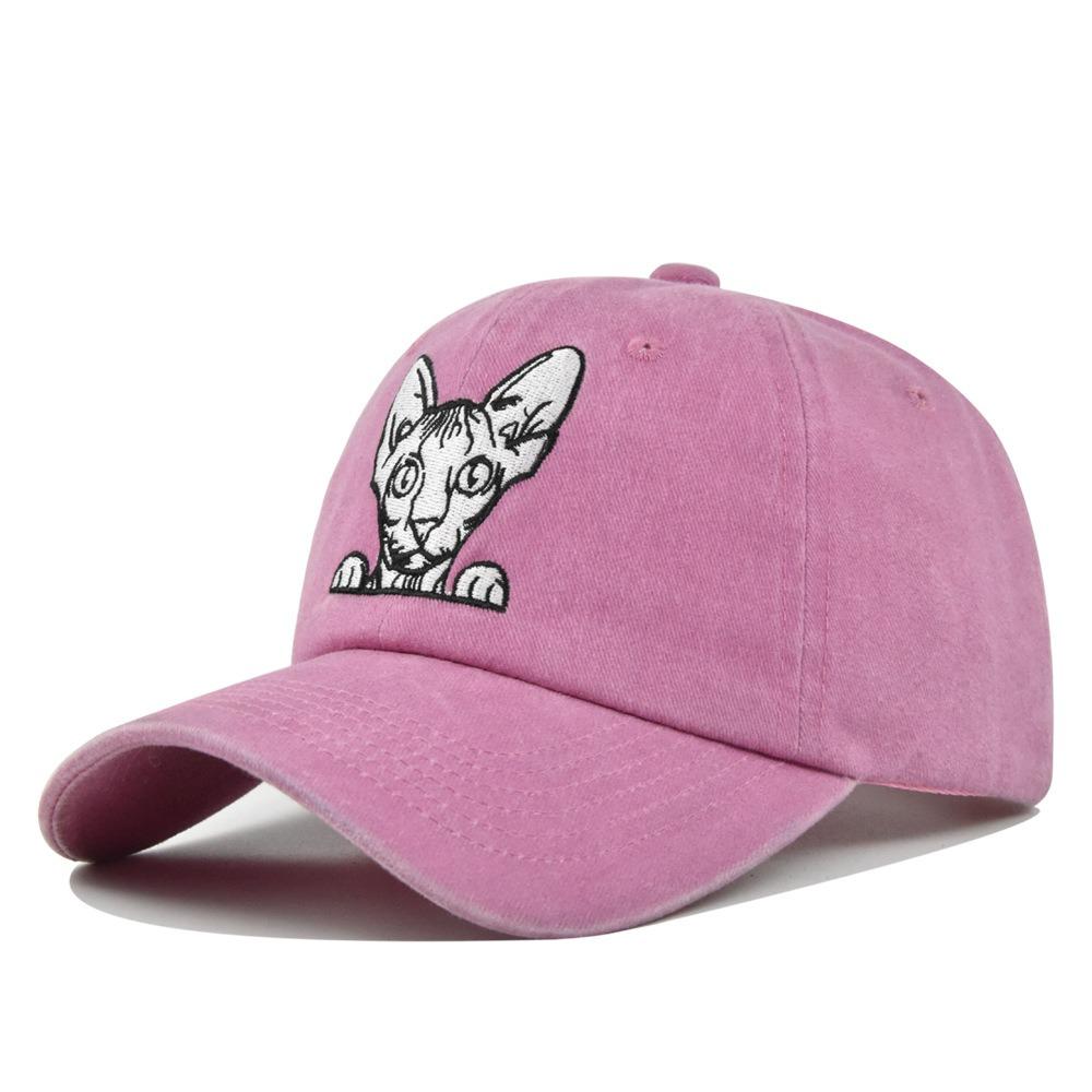 Vintage Cat Embroidery Baseball Cap - Distressed Adjustable Dad Hat For Women/Men Unisex Streetwear Cap