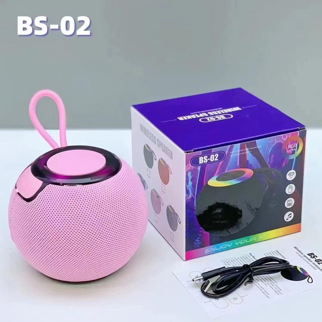 

BS-02 Portable Bluetooth Speaker with Bass, Mini Outdoor Wireless Speaker with TF Card Slot & Handle for Camping, Travel & Home Use рожевий
