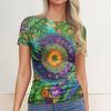 Ladies Slim Bottom T-shirt Fashion Casual   Round Neck Pullover Short Sleeve Top