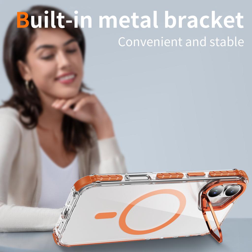 For iPhone 17 Clear Phone Case with Lens Kickstand Cover Compatible with MagSafe