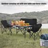 Folding Table Chair 4Pcs Set with 1 Sofa 2 Single Chairs Table, Portable Lightweight Camping Collapsible and Chair, Heavy Duty Lawn for Outdoor,