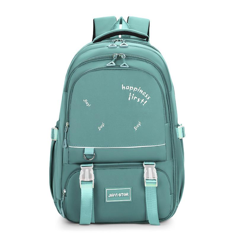 Solid Color Simple Letter Print Student Casual Backpack For School Use Day