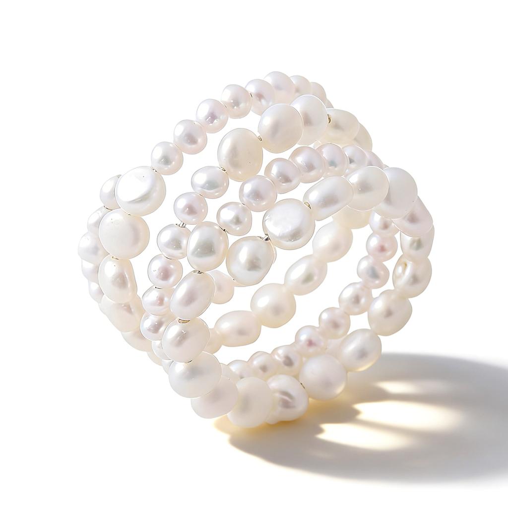 Freshwater Pearl Rings Stackable Elastic Finger Rings For Women Gifts Minimalist Ring Fashion Jewelry