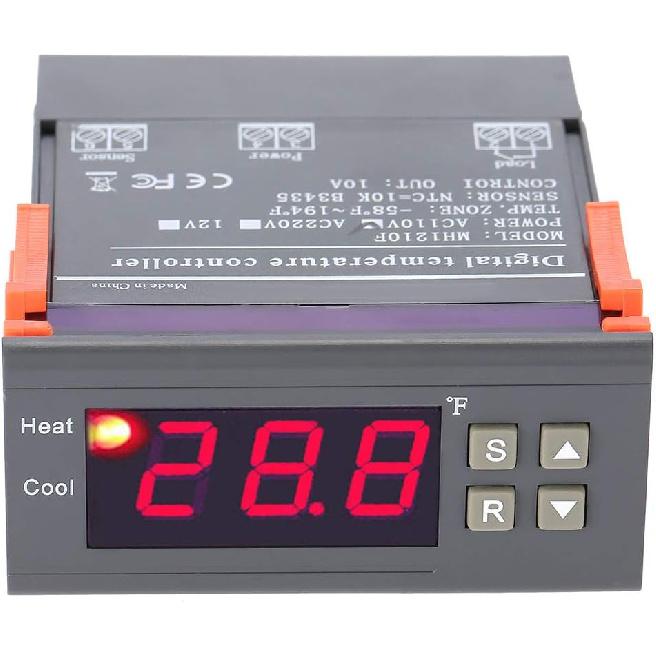 MH1210F Digital Temperature Controller Thermostat -58 To 194℉ Fahrenheit Sensor AC110V, Supports Cooling and Heating Control