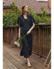 Myue Drawstring Hooded Dress Deep Navy