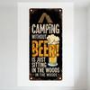 Vintage Camping Beer Metal Tin Sign Rustic Wall Decor with Tent Beer Glass Art for Bar Home Man Cave Garden Outdoor Decoration