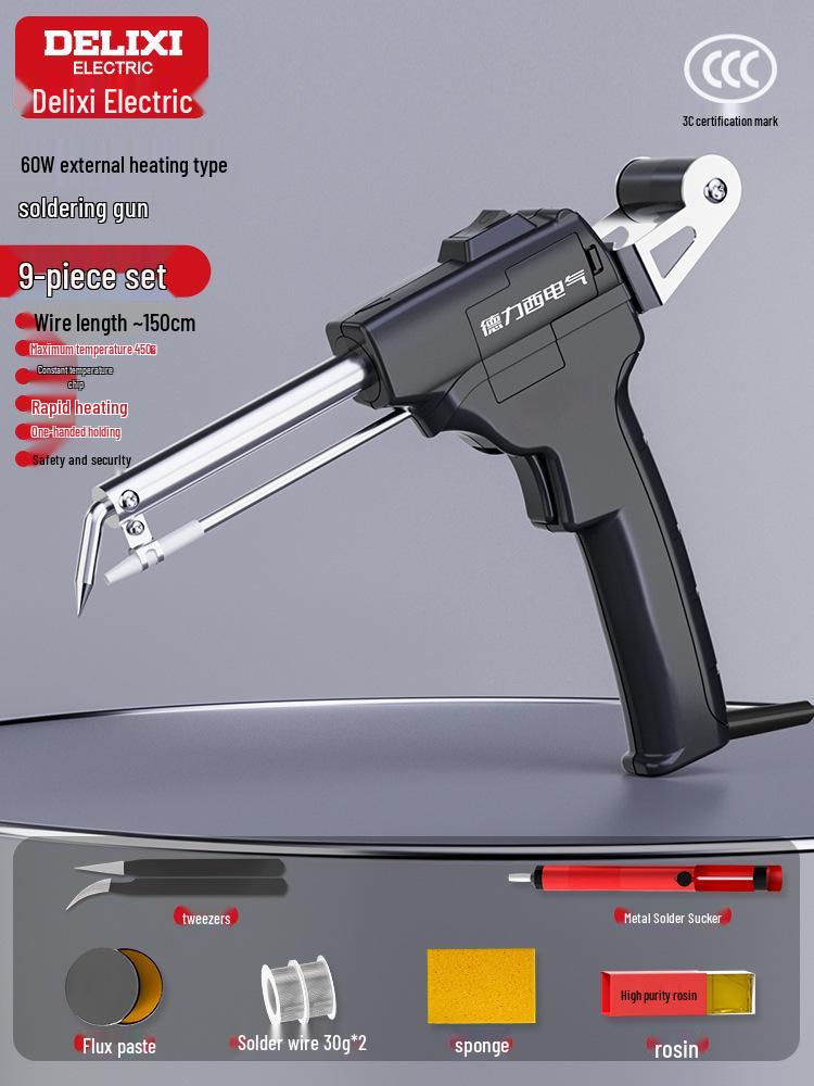 DELIXI Electric Auto-Feed Soldering Iron with Digital Display & Adjustable Temperature