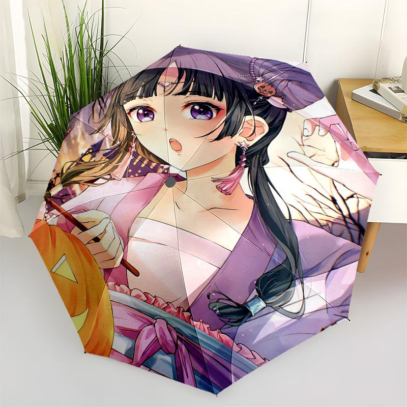 

1pc Halloween Pumpkin Witch Design Outdoor Umbrella - Automatic Opening/Closing, Portable 3-Fold Design, 8-Bone Iron Frame, Perfect Gift for Fans