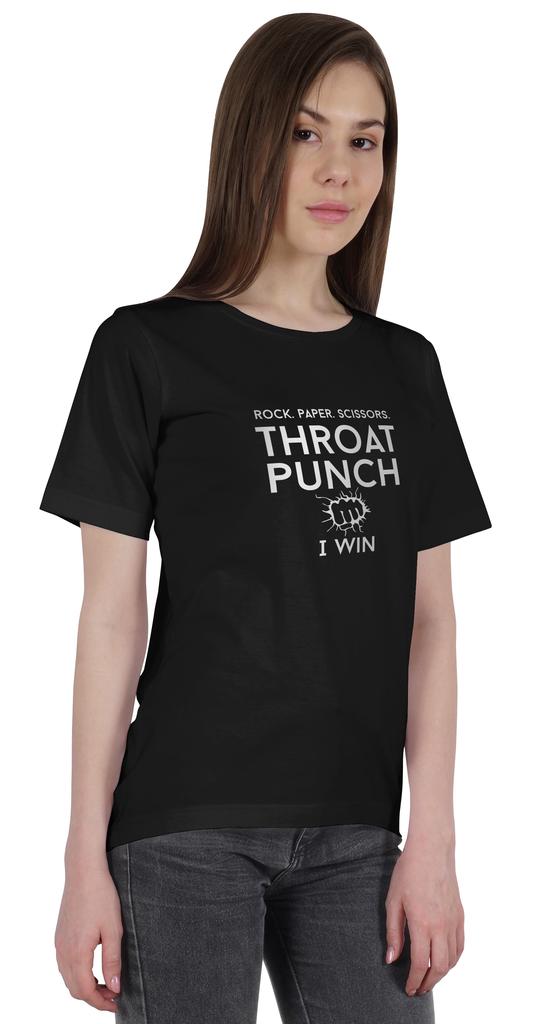 Inkmeso Tee For Womens    Rock. Paper. Scissors. Throat Punch I Win   Funny 80s 90s Retro Graphic