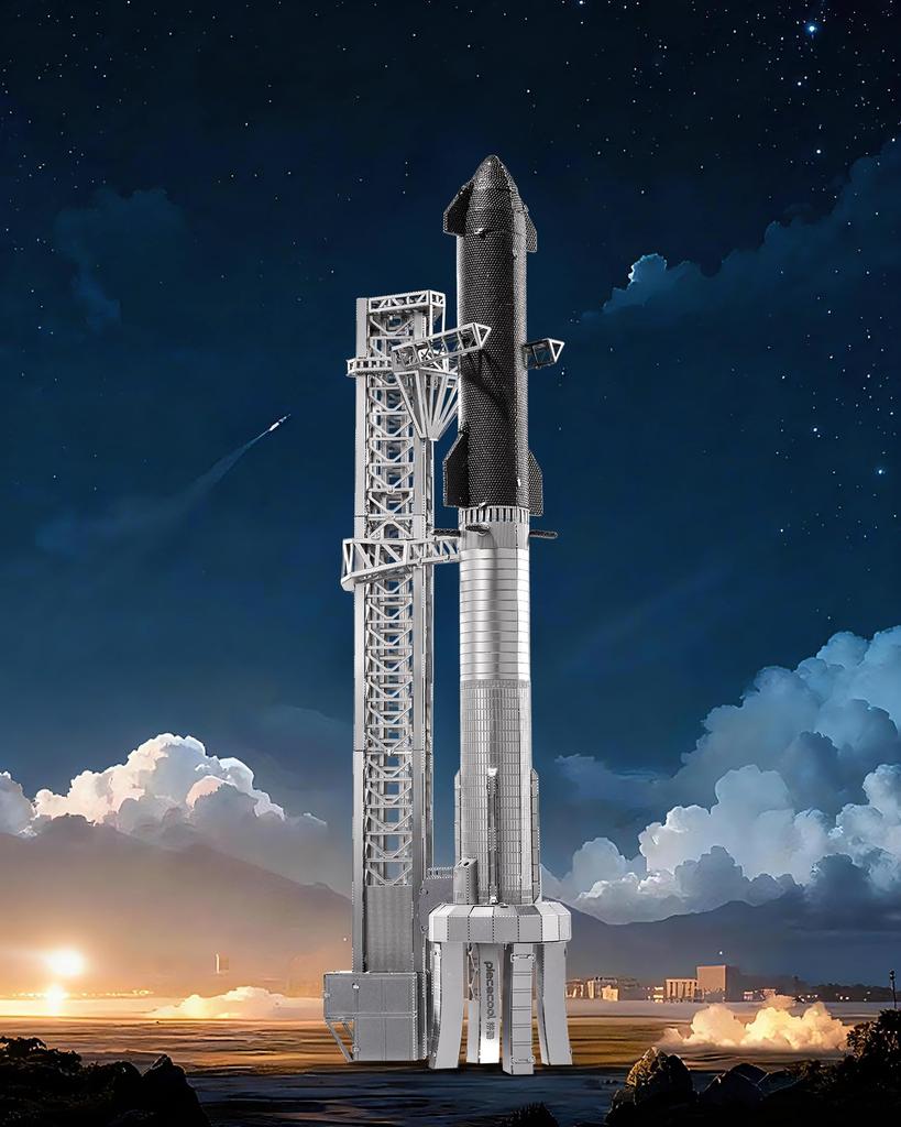 Piececool 3D Metal Starship Rocket Puzzle - Assembly Required, No Glue Needed - Difficulty Level: 3 Stars (Intermediate/Adult)