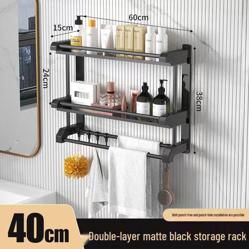 Wandmontierter, stanzfreier Handtuch- und Badezimmerregal aus Edelstahl