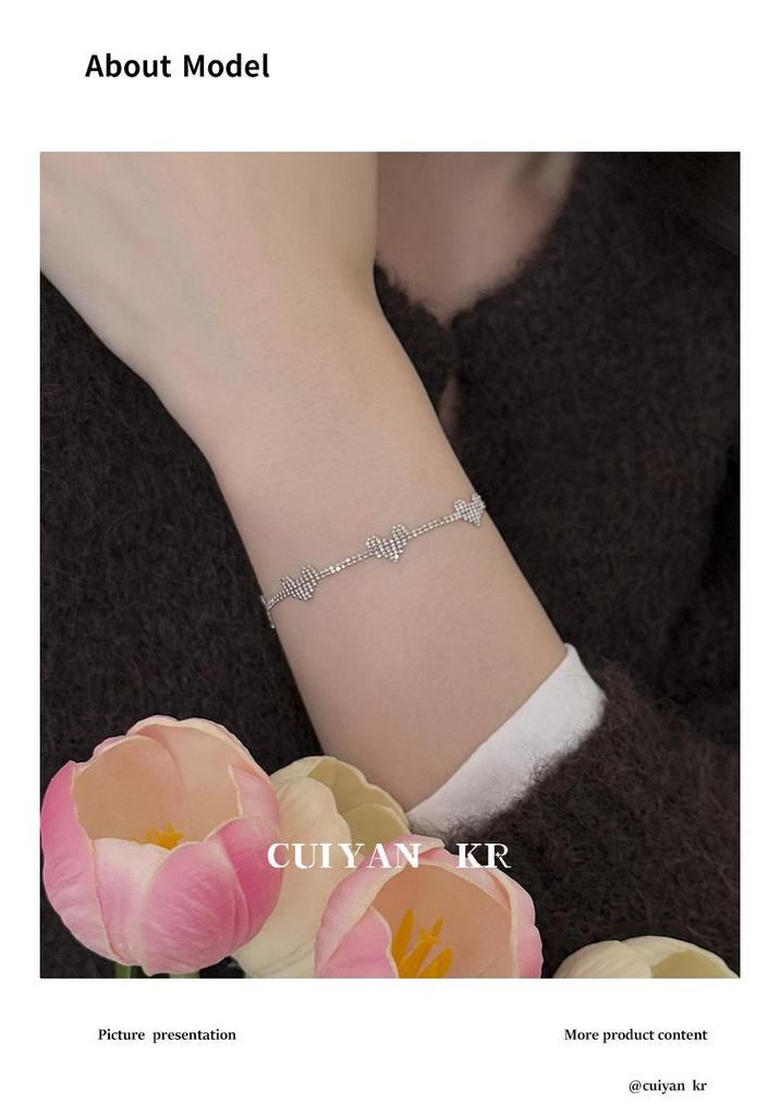 Cui Yan S925 Sterling Silver Korean Laser-Cut Heart Bracelet for Women - Simple, Light Luxury Fine Jewelry
